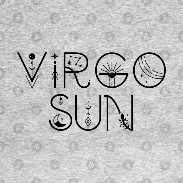 Virgo sun sign celestial typography by lilacleopardco